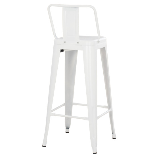 BAR STOOL WITH BACKREST MELITA-PRO HM8643.41 METAL IN MATTE WHITE 42x42x100Hcm.
