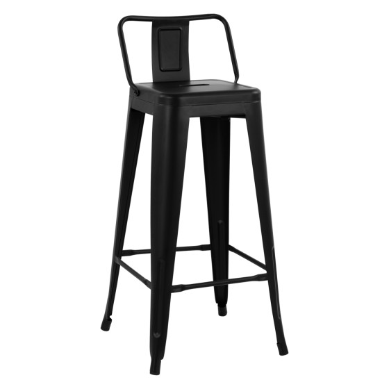 BAR STOOL WITH BACKREST MELITA-PRO HM8643.42 METAL IN MATTE BLACK 42x42x100Hcm.