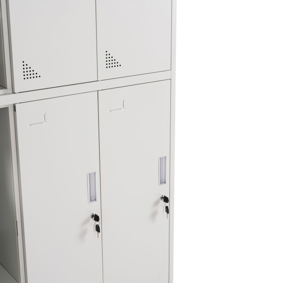 LOCKER METALLIC BRAILA HM5546.11 6 CABINETS WITH KEY LOCKS IN LIGHT GREY 90x45x185Hcm.