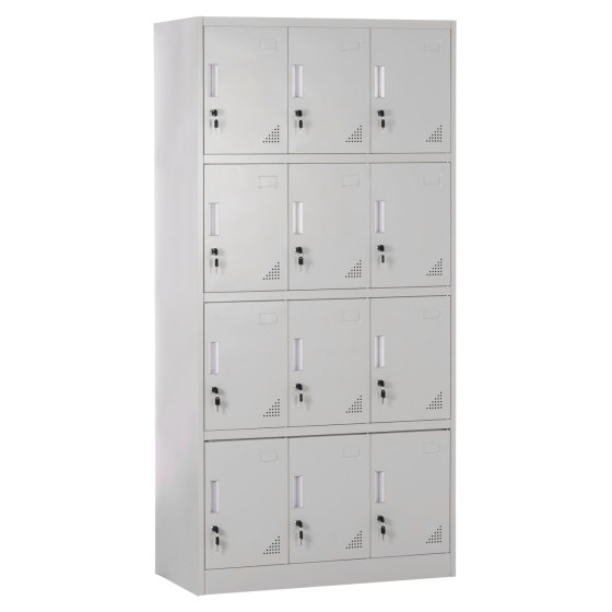 LOCKER METALLIC WITH 12 CABINETS WITH KEY LOCKS BEXLEY HM5637.11 LIGHT GREY 90x45x185Hcm.