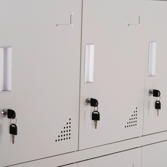 LOCKER METALLIC WITH 12 CABINETS WITH KEY LOCKS BEXLEY HM5637.11 LIGHT GREY 90x45x185Hcm.