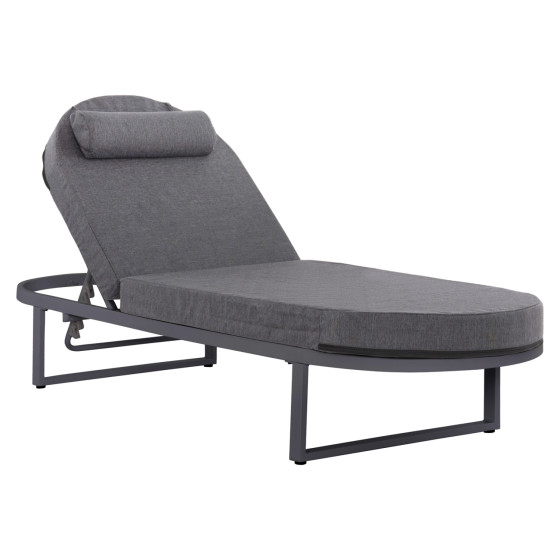 PROFESSIONAL SUNLOUNGER MALLOW HM10715.03 DARK GREY ALUMINUM & CUSHION 198x71x40,5-103Hcm.
