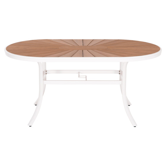OUTDOOR DINING TABLE TELAMO HM6288.02 ALUMINUM IN WHITE & POLYWOOD TABLETOP 160X90Χ73.5Hcm.