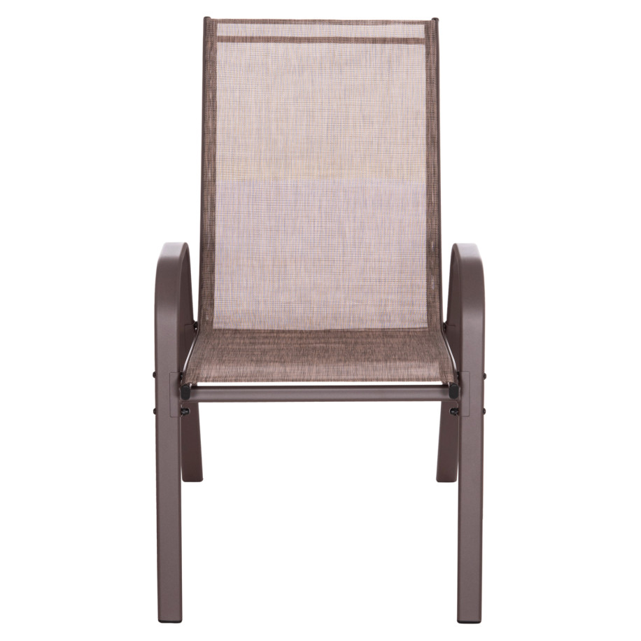 OUTDOOR ARMCHAIR LEON HM5000.42 BROWN METAL FRAME & TEXTILENE-4PCS SET- 55x70x91Hcm.