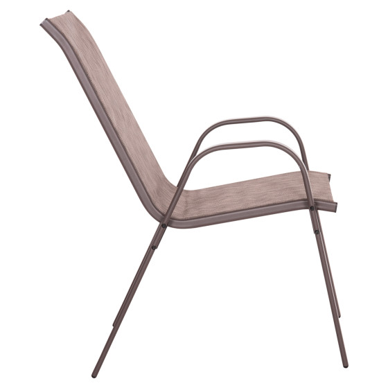 OUTDOOR ARMCHAIR LEON HM5000.42 BROWN METAL FRAME & TEXTILENE-4PCS SET- 55x70x91Hcm.