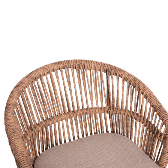 ALUMINUM ARMCHAIR ORIN HM6265.02 WHITE-P.E. RATTAN NATURAL-BEIGE CUSHION 58x61x75Hcm.