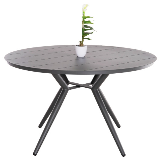 ΤΡΑΠΕΖΙ ΑΛΟΥΜΙΝΙΟΥ ΣΤΡΟΓΓΥΛΟ HIGER HM6290.01 ΓΚΡΙ Φ126x74Υεκ.