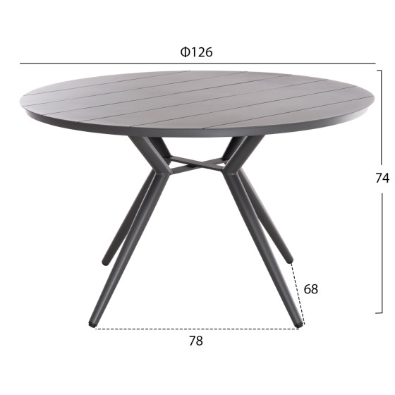 ROUND ALUMINUM TABLE HIGER HM6290.01 GREY Φ126x74Hcm.