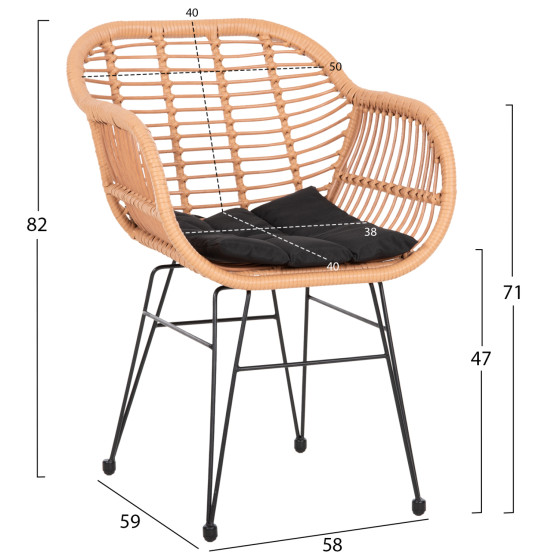 ΣΕΤ ΣΑΛΟΝΙ ΕΞΩΤΕΡΙΚΟΥ ΧΩΡΟΥ 4ΤΜΧ ALLEGRA HM21052 WICKER-ΜΕΤΑΛΛΟ