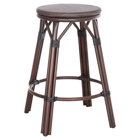 ALUMINUM MEDIUM HEIGHT BAR STOOL CHINO HM6286.01 BAMBOO LOOK & TEXTILENE IN BROWN 43x43x65Hcm.