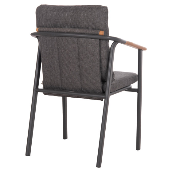 ALUMINUM DINING CHAIR SENTI HM6204.01 FRAME & OLEFIN FABRIC IN DARK GREY 60x55.5x90Hcm.