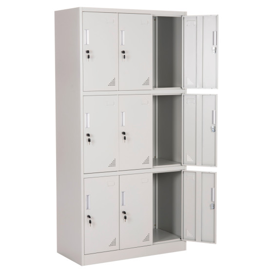 LOCKER METALLIC MALMOE HM5636.11 9 CABINETS WITH KEY LOCKS IN LIGHT GREY 90x45x185Hcm.