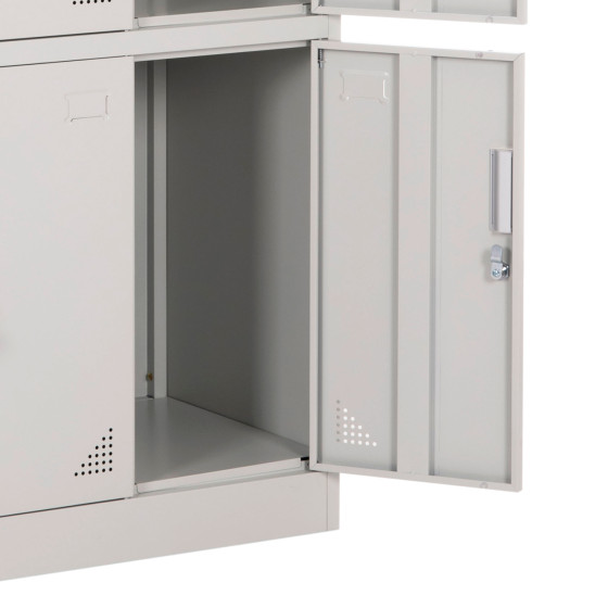 LOCKER METALLIC MALMOE HM5636.11 9 CABINETS WITH KEY LOCKS IN LIGHT GREY 90x45x185Hcm.