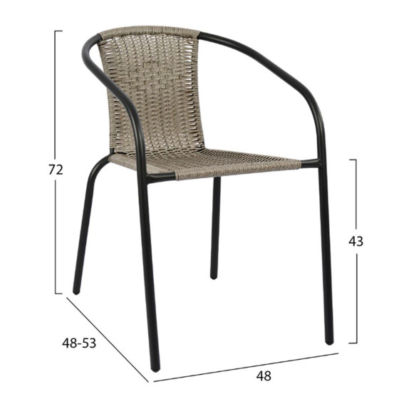 OUTDOOR DINING SET 3PCS LIMA HM21110 TABLE & 2 ARMCHAIRS- GREY COLOR