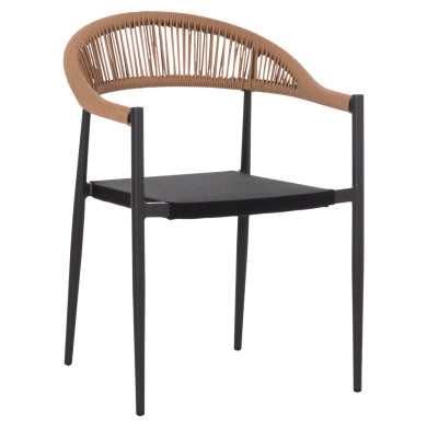 OUTDOOR DINING CHAIR BERG HM6284.02 ALUMINUM & TEXTILENE IN DARK GREY--P.E.TWISTED RATTAN 55x56x79Hcm.