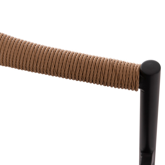 OUTDOOR DINING CHAIR BERG HM6284.02 ALUMINUM & TEXTILENE IN DARK GREY--P.E.TWISTED RATTAN 55x56x79Hcm.