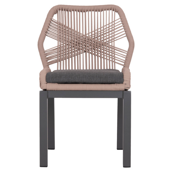ALUMINUM DINING CHAIR HOWARD HM5547.12 DARK GREY FRAME--ROPE BEIGE & CUSHION IN DARK GREY 55.5x60x84.5Hcm.
