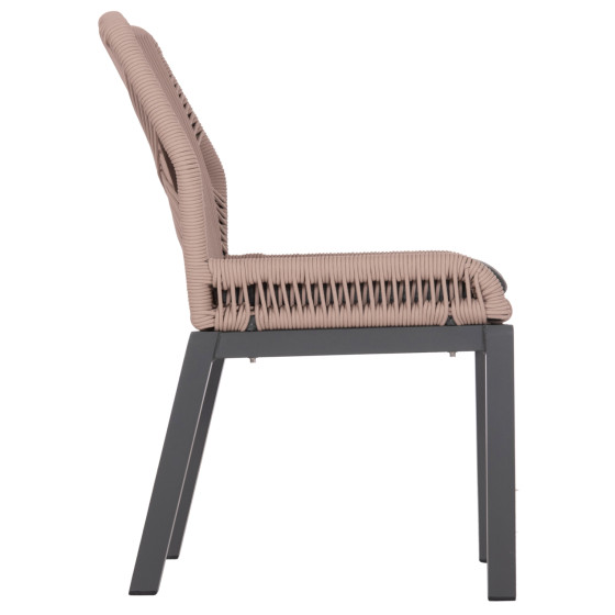 ALUMINUM DINING CHAIR HOWARD HM5547.12 DARK GREY FRAME--ROPE BEIGE & CUSHION IN DARK GREY 55.5x60x84.5Hcm.