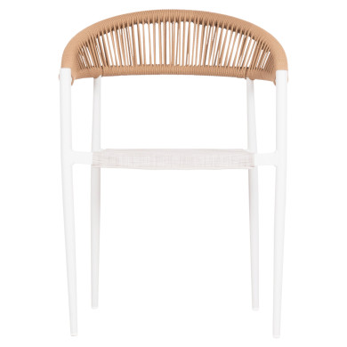 OUTDOOR DINING CHAIR BERG HM6284.01 ALUMINUM & TEXTILENE IN WHITE--P.E.TWISTED RATTAN 55x56x79Hcm.