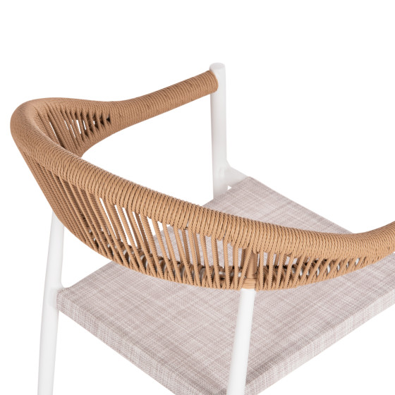 OUTDOOR DINING CHAIR BERG HM6284.01 ALUMINUM & TEXTILENE IN WHITE--P.E.TWISTED RATTAN 55x56x79Hcm.