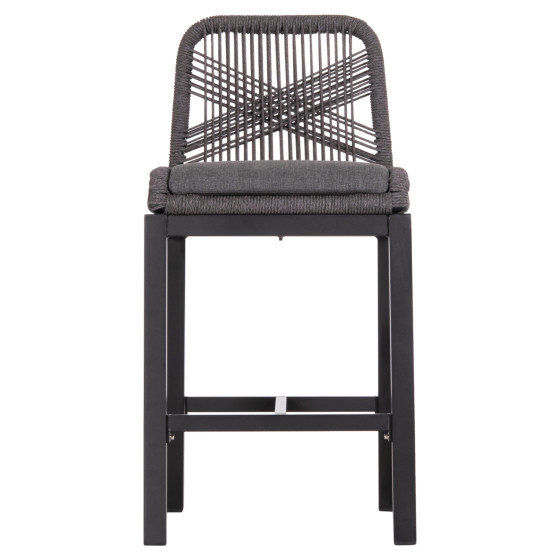 BAR STOOL MEDIUM HEIGHT HOWARD HM5791.23 ALUMINUM IN BLACK--DARK GREY ROPE 47.5x55x94.5Hcm.