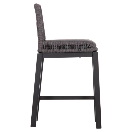 BAR STOOL MEDIUM HEIGHT HOWARD HM5791.23 ALUMINUM IN BLACK--DARK GREY ROPE 47.5x55x94.5Hcm.