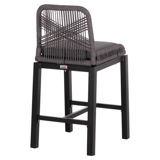 BAR STOOL MEDIUM HEIGHT HOWARD HM5791.23 ALUMINUM IN BLACK--DARK GREY ROPE 47.5x55x94.5Hcm.
