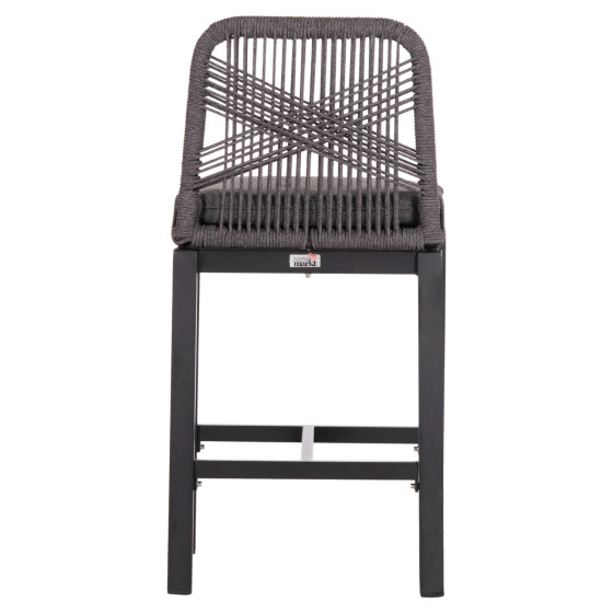 BAR STOOL MEDIUM HEIGHT HOWARD HM5791.23 ALUMINUM IN BLACK--DARK GREY ROPE 47.5x55x94.5Hcm.