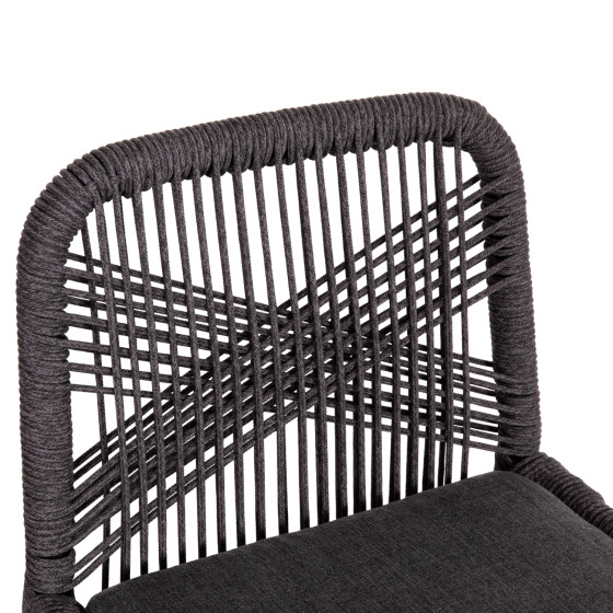 BAR STOOL MEDIUM HEIGHT HOWARD HM5791.23 ALUMINUM IN BLACK--DARK GREY ROPE 47.5x55x94.5Hcm.