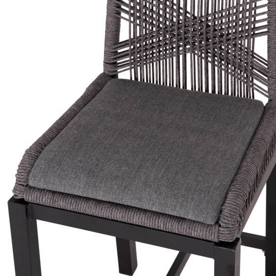 BAR STOOL MEDIUM HEIGHT HOWARD HM5791.23 ALUMINUM IN BLACK--DARK GREY ROPE 47.5x55x94.5Hcm.