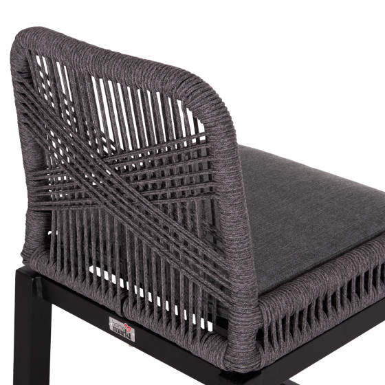 BAR STOOL MEDIUM HEIGHT HOWARD HM5791.23 ALUMINUM IN BLACK--DARK GREY ROPE 47.5x55x94.5Hcm.