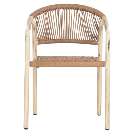 DINING ARMCHAIR KERLY HM6050.01 ALUMINUM IN OAK LOOK--P.E.RATTAN IN COPPER COLOR 54x58.5x76Hcm