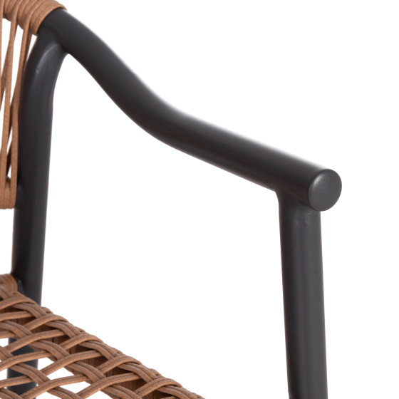 DINING ARMCHAIR KERLY HM6050.10 ALUMINUM IN DARK GREY--P.E.RATTAN IN BEIGE COLOR 54x58.5x76Hcm