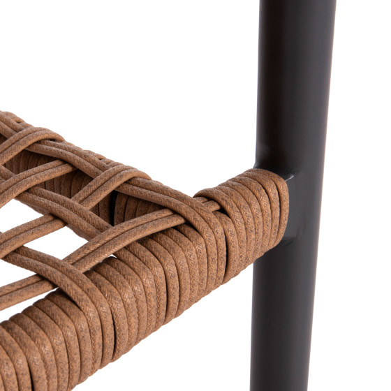 DINING ARMCHAIR KERLY HM6050.10 ALUMINUM IN DARK GREY--P.E.RATTAN IN BEIGE COLOR 54x58.5x76Hcm