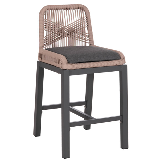 BAR STOOL MEDIUM HEIGHT HOWARD HM5791.21 ALUMINUM IN ANTHRACITE--BEIGE ROPE 47.5x55x94.5Hcm.