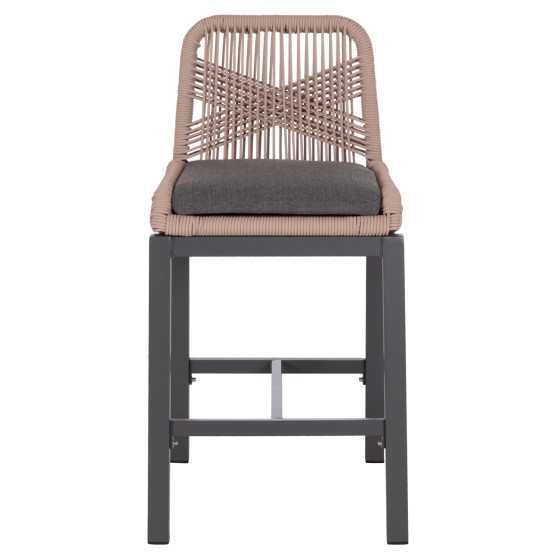 BAR STOOL MEDIUM HEIGHT HOWARD HM5791.21 ALUMINUM IN ANTHRACITE--BEIGE ROPE 47.5x55x94.5Hcm.