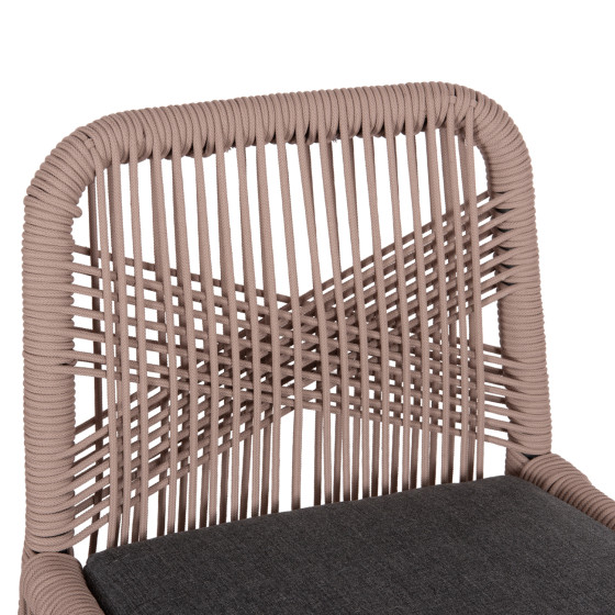 BAR STOOL MEDIUM HEIGHT HOWARD HM5791.21 ALUMINUM IN ANTHRACITE--BEIGE ROPE 47.5x55x94.5Hcm.