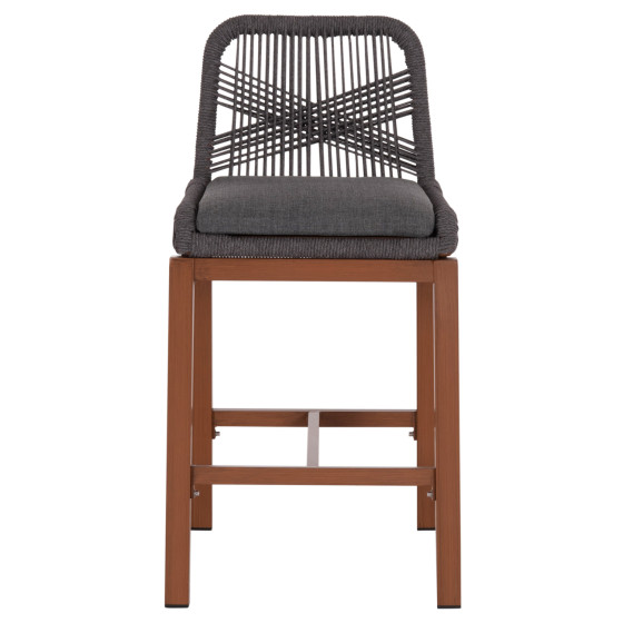 BAR STOOL MEDIUM HEIGHT HOWARD HM5791.22 ALUMINUM IN BROWN--DARK GREY ROPE 47.5x55x94.5Hcm.