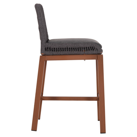 BAR STOOL MEDIUM HEIGHT HOWARD HM5791.22 ALUMINUM IN BROWN--DARK GREY ROPE 47.5x55x94.5Hcm.