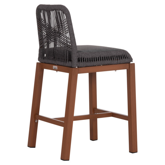 BAR STOOL MEDIUM HEIGHT HOWARD HM5791.22 ALUMINUM IN BROWN--DARK GREY ROPE 47.5x55x94.5Hcm.