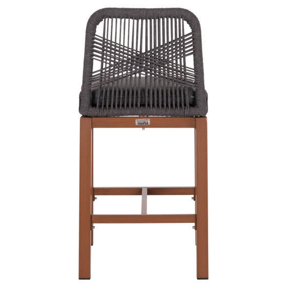 BAR STOOL MEDIUM HEIGHT HOWARD HM5791.22 ALUMINUM IN BROWN--DARK GREY ROPE 47.5x55x94.5Hcm.