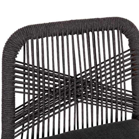 BAR STOOL MEDIUM HEIGHT HOWARD HM5791.22 ALUMINUM IN BROWN--DARK GREY ROPE 47.5x55x94.5Hcm.