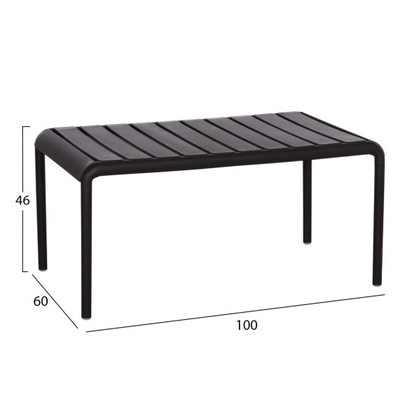 OUTDOOR COFFEE TABLE KORVER HM6334.02 POLYPROPYLENE IN BLACK 100x60x46Hcm.