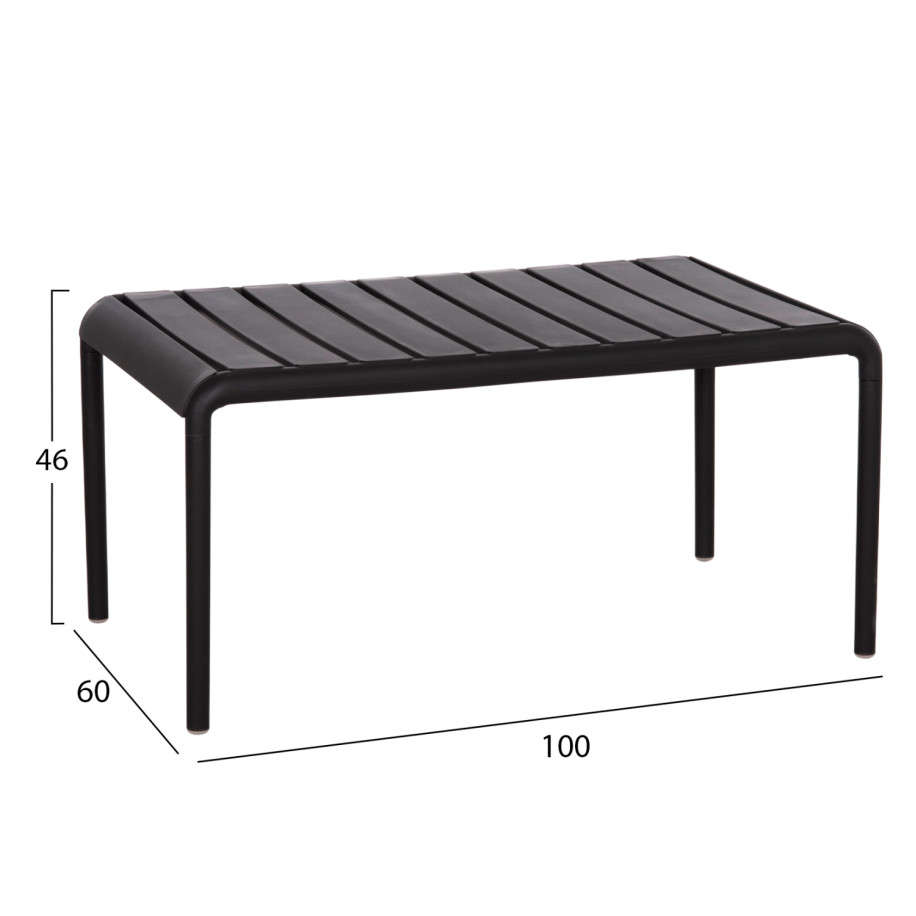 OUTDOOR COFFEE TABLE KORVER HM6334.02 POLYPROPYLENE IN BLACK 100x60x46Hcm.