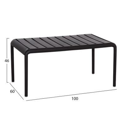 OUTDOOR COFFEE TABLE KORVER HM6334.02 POLYPROPYLENE IN BLACK 100x60x46Hcm.
