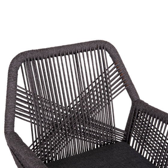 DINING ARMCHAIR HOWARD HM5543.11 BROWN ALUMINUM--ROPE & CUSHION GREY 57.5x62x84Hcm.