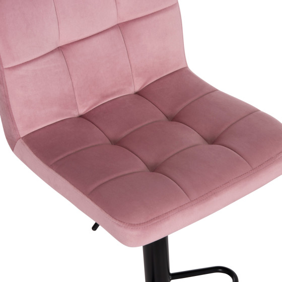 BAR STOOL SWIVELING DIANA HM202.42 DUSTY PINK VELVET--BLACK MATTE METAL 44x52x109Hcm.