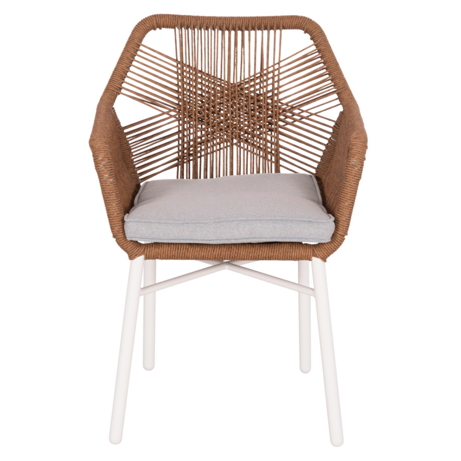 DINING ARMCHAIR TOPIN HM6048.11 ALUMINUM WHITE-P.E. RATTAN BEIGE 59x63x81Hcm