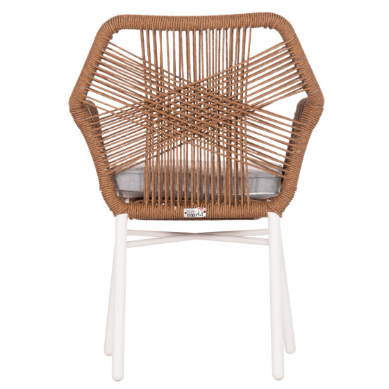 DINING ARMCHAIR TOPIN HM6048.11 ALUMINUM WHITE-P.E. RATTAN BEIGE 59x63x81Hcm