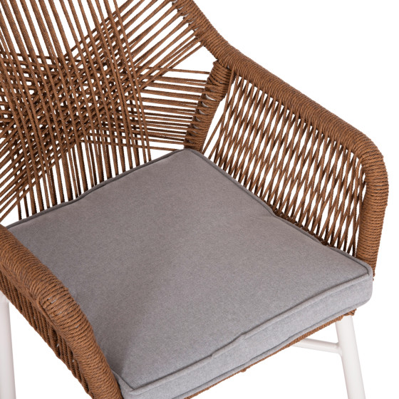 DINING ARMCHAIR TOPIN HM6048.11 ALUMINUM WHITE-P.E. RATTAN BEIGE 59x63x81Hcm